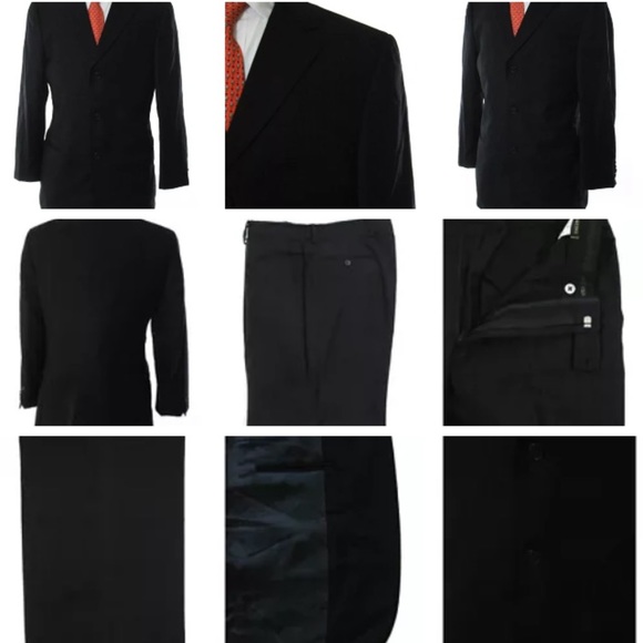 VALENTINO NAVY PINSTRIPE  THREE BUTTON  SUIT SZ 40 - Picture 3 of 5